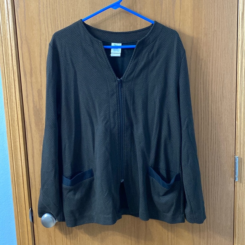 “5/$20” Weekenders semi zip olive green and black semi zip sweater size large